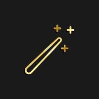 magic, stick, wizard gold icon. Vector illustration of golden dark background .