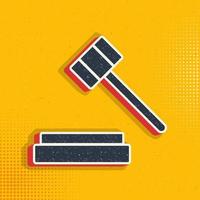 Trial hammer pop art, retro icon. Vector illustration of pop art style on retro background