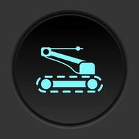 Dark button icon Robot technology industry factory. Button banner round badge interface for application illustration on darken background vector