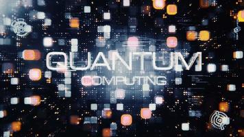 Abstract animation of Quantum Computing glitch text effect video