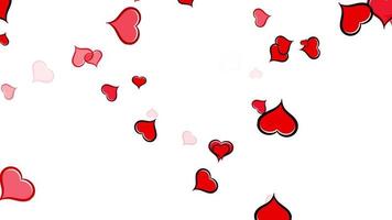 Loop red hearts on white abstract background video