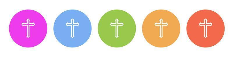 Multi colored flat icons on round backgrounds. cross, catholic, jesus multicolor circle vector icon on white background