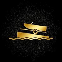 Boat on a ramp gold, icon. Vector illustration of golden particle on gold vector background