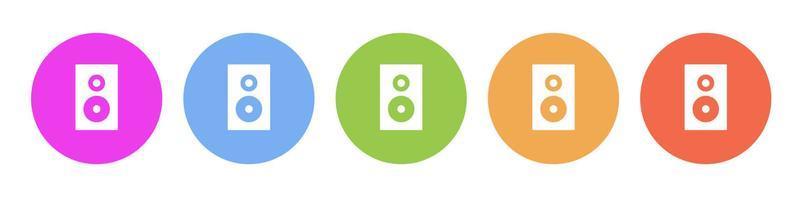 Multi colored flat icons on round backgrounds. Speaker multicolor circle vector icon on white background