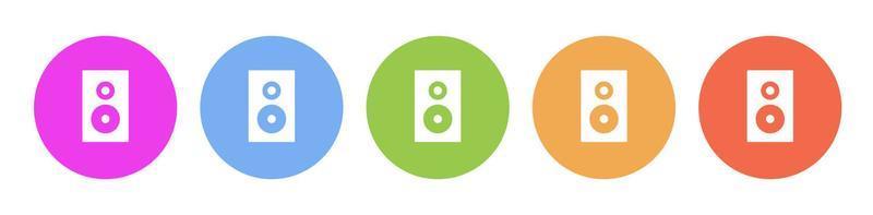 Multi colored flat icons on round backgrounds. Speaker multicolor circle vector icon on white background