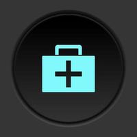 Round button icon Medic suitcase. Button banner round badge interface for application illustration on dark background vector