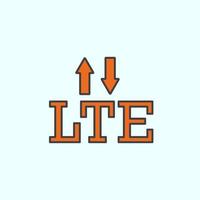 lte, signal, arrows color vector icon, vector illustration on white background