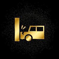 Auto, car, collision, hit gold, icon. Vector illustration of golden particle background . Vector gold background