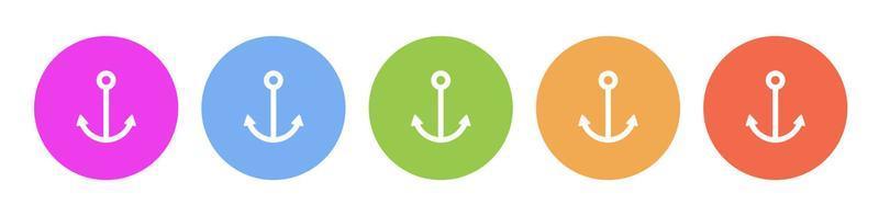 Multi colored flat icons on round backgrounds. Anchor multicolor circle vector icon on white background