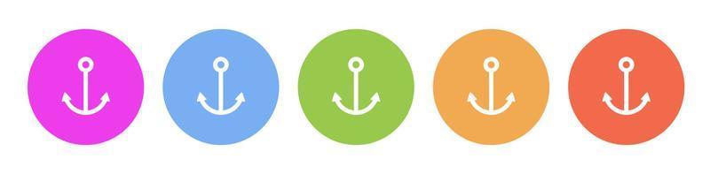 Multi colored flat icons on round backgrounds. Anchor multicolor circle vector icon on white background