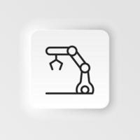 automatizar robot, hidráulico brazo icono - vector neumorfo estilo vector icono