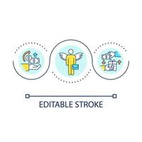 Investor gain loop concept icon. Profitable business deal. Generate income. Finance growth. Mutual fund abstract idea thin line illustration. Isolated outline drawing. Editable stroke vector