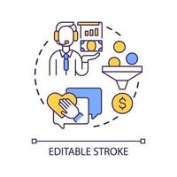 Online startup investing platform concept icon. Support small business. Money to charity. Crowdfunding abstract idea thin line illustration. Isolated outline drawing. Editable stroke vector