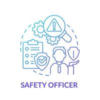 Safety officer blue gradient concept icon. Work conditions review. Minimizing workplace accident tip abstract idea thin line illustration. Isolated outline drawing vector