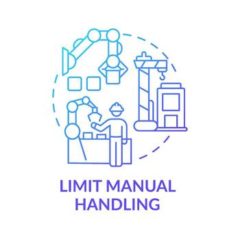 Limit manual handling blue gradient concept icon. Heavy items. Preventing common occupational injuries tip abstract idea thin line illustration. Isolated outline drawing vector