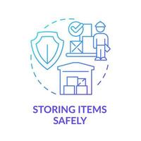 Storing items safely blue gradient concept icon. Company logistic. Measure to minimize common accidents abstract idea thin line illustration. Isolated outline drawing vector