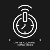 Automatic shut off timer pixel perfect white linear icon for dark theme. Countdown home appliance. Internet of things. Thin line illustration. Isolated symbol for night mode. Editable stroke vector