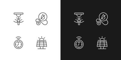 Smart home technologies pixel perfect linear icons set for dark, light mode. Automated devices. Wireless control. Thin line symbols for night, day theme. Isolated illustrations. Editable stroke vector