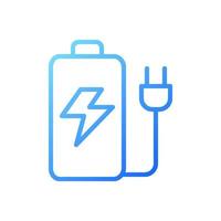 Rechargeable battery pixel perfect gradient linear vector icon. Energy accumulator. Portable power storage. Thin line color symbol. Modern style pictogram. Vector isolated outline drawing