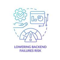 Lowering backend failures risk blue gradient concept icon. High performance. Digital productivity abstract idea thin line illustration. Isolated outline drawing vector