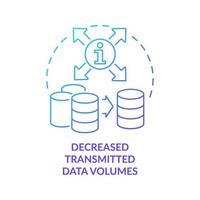 Decreased transmitted data volumes blue gradient concept icon. Expand server memory space. Storage abstract idea thin line illustration. Isolated outline drawing vector