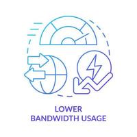Lower bandwidth usage blue gradient concept icon. Innovating cloud computing benefits. Edge tech abstract idea thin line illustration. Isolated outline drawing vector