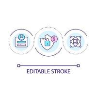 Data safety threats loop concept icon. Cyber security risks prediction. Information protection abstract idea thin line illustration. Isolated outline drawing. Editable stroke vector