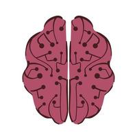 Brain made from digital isolated on white vector
