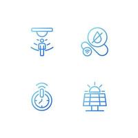 Smart home technologies pixel perfect gradient linear vector icons set. Automated household device. Wireless control. Thin line contour symbol designs bundle. Isolated outline illustrations collection