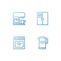 Smart kitchen appliances pixel perfect gradient linear vector icons set. Devices for cooking. Smart home technology. Thin line contour symbol designs bundle. Isolated outline illustrations collection