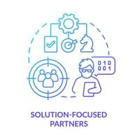 Solution focused partners blue gradient concept icon. Develop business strategy. Involve IoT abstract idea thin line illustration. Isolated outline drawing vector