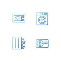 Automated electric appliances pixel perfect gradient linear vector icons set. Energy savers. Smart microwave oven. Thin line contour symbol designs bundle. Isolated outline illustrations collection