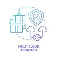 multi-nube Acercarse azul degradado concepto icono. datos almacenamiento estrategia. iot tendencias datos administración resumen idea Delgado línea ilustración. aislado contorno dibujo vector