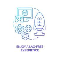 Enjoy lag-free experience blue gradient concept icon. Play video games without bugs. High FPS abstract idea thin line illustration. Isolated outline drawing vector