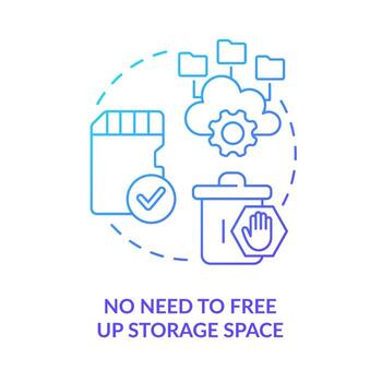 No need to free up storage space blue gradient concept icon. Cloud computing trends. Digital memory abstract idea thin line illustration. Isolated outline drawing vector