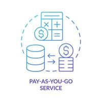 Pay as you go service blue gradient concept icon. Data storage. Serverless computing trends. Reduce costs abstract idea thin line illustration. Isolated outline drawing vector