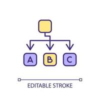 Hierarchical structure RGB color icon. Organizational management. Architectural programming. Mathematical model. Isolated vector illustration. Simple filled line drawing. Editable stroke