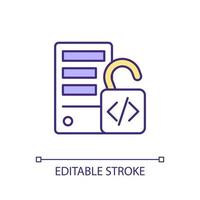 Open source database RGB color icon. Free to view codebase. Accessible modification and usage. System management. Isolated vector illustration. Simple filled line drawing. Editable stroke