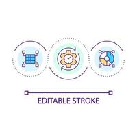 Dataset analysis planning loop concept icon. Digital technology of information processing abstract idea thin line illustration. Isolated outline drawing. Editable stroke vector