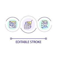 Customer data collecting loop concept icon. Digital marketing development. Data analytics abstract idea thin line illustration. Isolated outline drawing. Editable stroke vector