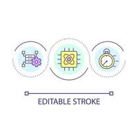 Emergency data analysis loop concept icon. Digital technology. Real time information processing abstract idea thin line illustration. Isolated outline drawing. Editable stroke vector