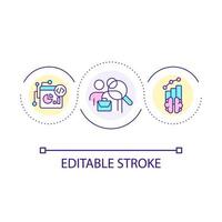 Hiring data science engineers loop concept icon. Information processing specialists abstract idea thin line illustration. Isolated outline drawing. Editable stroke vector