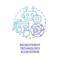 Recruitment technology ecosystems blue gradient concept icon. Automated system. Recruitment trend abstract idea thin line illustration. Isolated outline drawing vector