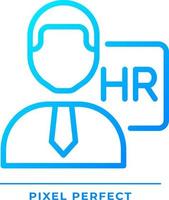 HR manager pixel perfect gradient linear vector icon. Coordinates recruitment process. Human resources. Work position. Thin line color symbol. Modern style pictogram. Vector isolated outline drawing