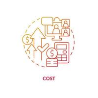 Cost red gradient concept icon. Hiring agency pricing. Expensive service. IT staffing agency disadvantage abstract idea thin line illustration. Isolated outline drawing vector