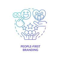 People-first branding blue gradient concept icon. Positive relationship. Recruitment trend abstract idea thin line illustration. Isolated outline drawing vector