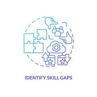 Identify skill gaps blue gradient concept icon. Assess knowledge and experience. IT staffing tip abstract idea thin line illustration. Isolated outline drawing vector