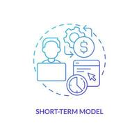 Short-term model blue gradient concept icon. Temporary worker. Search employee. IT staffing model abstract idea thin line illustration. Isolated outline drawing vector
