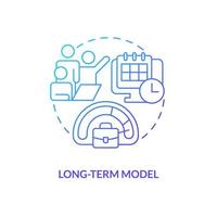 Long-term model blue gradient concept icon. Full-time job requirement. Search employee. IT staffing model abstract idea thin line illustration. Isolated outline drawing vector