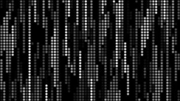 abstrakt schwarz und Weiß fliegend Linien Streifen von Punkte und Energie Partikel abstrakt Disko Hintergrund. Video 4k, 60 fps